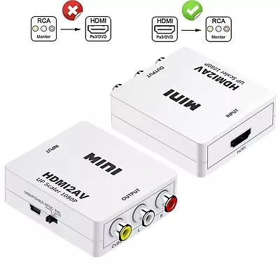 Mini Composite HDMI To AV RCA 1080P Audio Video AV CVBS Adapter Converter Fit TV • $5.49