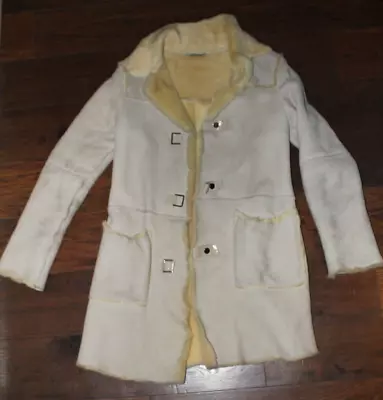 $199.99 • Buy Vintage Missoni Lambskin Leather Jacket Trench Coat Ivory Lined Front Snaps 6