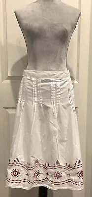 METRO WEAR Embroidered White Cotton Midi Skirt Women’s Size Large Cottage Core • $14.99