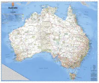 (LAMINATED) MAP OF AUSTRALIA POSTER LARGE DETAILED (75x63cm) PICTURE PRINT NEW • $12.45