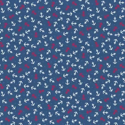 100% Cotton Fabric Makower Nautical Anchors Ships Sailing Sea • £5.50