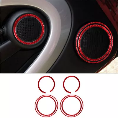 For Mini Cooper 2007-2010 Red Carbon Fiber Interior Door Speaker Cover Trim 6Pcs • $26.30