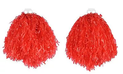 Pom Poms Pair Of Large 10  Red Cheerleader Shakers Usa Sports Dance School • £6.99