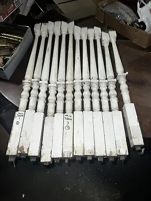 Lot Of 12 C1904 Poplar Turned Staircase Spindle Balusters Delicate 26/30” X 1.5 • $149