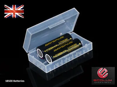 2x Ampsplus 18500 2300mAh Battery 3.7V Flat Lithium Rechargeable UK Batteries • £12.79