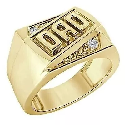 1.80Ct DAD Men's Lab Created Diamond Engagement Anniversary 14K Gold Finish Ring • $80.50