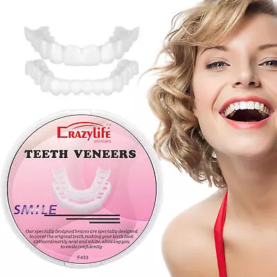 Smile Snap On Upper＆Bottom Set False Teeth Denture Veneers Dental Tooth Cover • $5.79