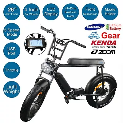 26  Electric Bike Vintage Mountain Cruiser Ebike Samsung Motorbike Black Budtrol • $1700