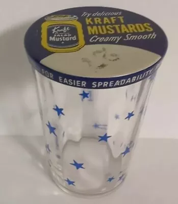 Swanky Swig Vintage Juice Glass With Metal Lid Blue Stars Kraft Mustard • $24