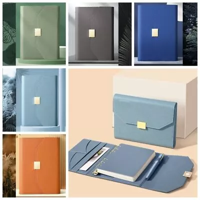 A5 A6 Notebook Cover Metal Color 6 Ring Binder PU Clip-on Notebook Leather AU • $23.28