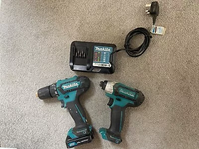 Makita DF333D Drill TD110D Impact Driver 10.8v Combo Battery And Charger • £9.99