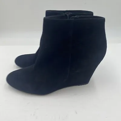 VIA SPIGA Womens Size 11 M Black Suede Leather Upper & Linkng Zip Wedges Boots • $32