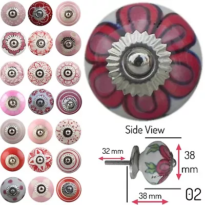 £2.50 • Buy Pink Ceramic Door Knobs OVER 40 DESIGNS Red Retro Vintage Shabby Chic Drawer 