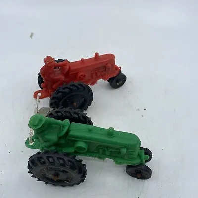 Vintage Auburn Green And Red Rubber Farm Tractor Toy Made In USA • $35