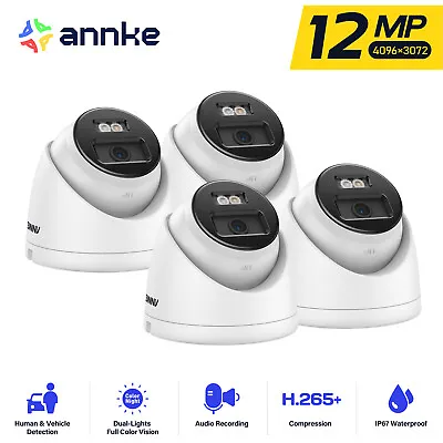 ANNKE 12MP PoE Color Night Vision CCTV IP Camera Audio In Security Dome /Bullet • £58.99