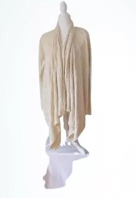 Sigrid Olsen Women's Silk Angora Ivory Cable Knit Long Sweater Wrap SZ L • $22