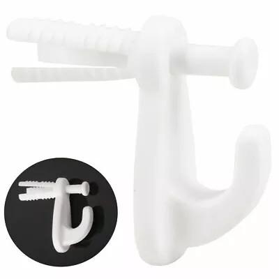 White Plastic Knock In Cavity Wall & Hollow Door Hooks Hammer Fix Hanging Coat • £3.89