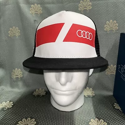$26.99 • Buy ~ Audi ~ Genuine Dealership Trucker Mesh Snapback Hat ~ White Black Red ~ Logo ~