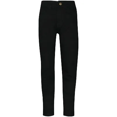 £9.99 • Buy Kids Boys Jet Black Skinny Jeans Designer Denim Stretchy Pants Fit Trouser 5-14Y