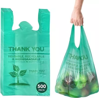 Bags 1/6 Large 22 X 6.5 X 12 Biodegradable T-Shirt Plastic Grocery Shopping Bags • $49