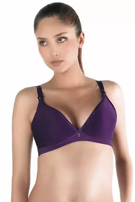 Cache Coeur 3D Light Plunge Maternity & Nursing Bra Magnetic Clips Purple 34D • $0.99