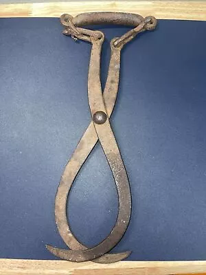 Antique 16” Steel Ice Block Tongs Steel Vintage Metal Hooks Look At Photos • $19.99