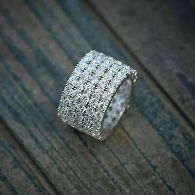 14K White Gold 4.30Ct Round Diamond Lab-Created Wedding Bridal Micro Pave Band • $278