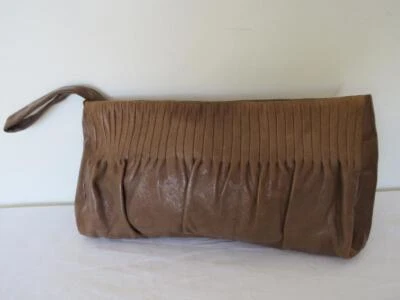 $48 • Buy Oroton Brown Leather Women's Large Wristlet Clutch Bag