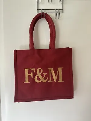 Fortnum And Mason Red Bag For Life Tote Market Reusable Jute Bag New • $22