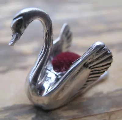 A Beautiful Solid Silver 925 Antique Style Swan Pin Cushion - Red Velvet • £12.50