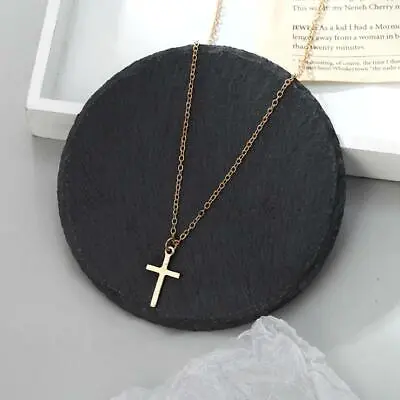 Gold Cross Necklace Women 18ct Gold Plated Tiny Cross Pendant Chain Adjustable • £3.99