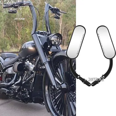 Motorcycle Black Mini Oval Rear View Mirror For Harley Davidson Breakout Touring • $43.99