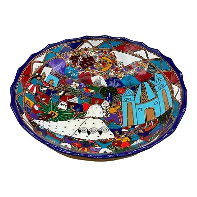 Wedding Bowl Mexican Folk Art Pottery Wall Hanging 12” Church White Dress • $56.69