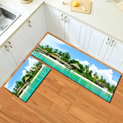 Tropical Vacation Palm Beach Kitchen Mat Non-Slip Carpet Bedroom Floor Area Rugs • $11.99