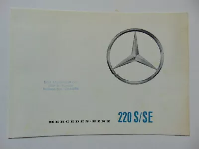 Original 1963 Mercedes Benz 220S 220SE Fold Out Brochure • $15
