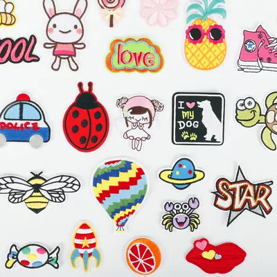 32/60x No Sewing Patches Cartoon Iron On No Sewing Patches For Clothes Jeans AU • $25.88