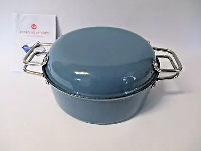 $38.99 • Buy Cook's Essentials 4 Qt. Non-stick Cast Iron Pot + 9.5  Grill Pan Lid, Blue, NEW