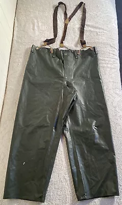 Vtg Bib Overall Mens Sz Large Waterproof Waders Fishing Pants Green • $25.20