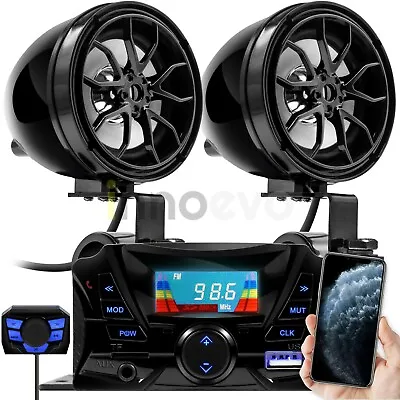 180W Amp Motorcycle Kart Bluetooth Waterproof Speakers Audio System Radio Stereo • $53.49