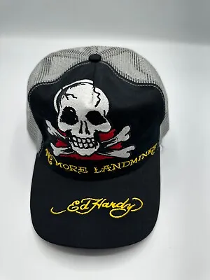 New Vintage Ed Hardy Logo Black  Adjustable Trucker Hat Cap One Size • $29.99
