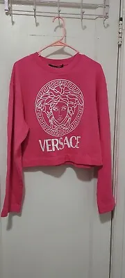 Authentic Versace Medusa Logo Crop Sweater Pink And White Size L • $395
