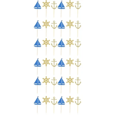 £13.09 • Buy Ocean Decor Dessert Flag Sailboat Boat Anchor Cake Inserting Card Decorate Child