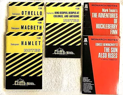 Cliff And Monarch Notes Lot Of 6 Shakespeare Sophocles Twain Hemingway • $14.99