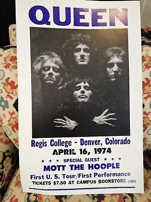 Vintage Old 1970s Queen Colorado First Performance Screen Printed Concert Poster • $25