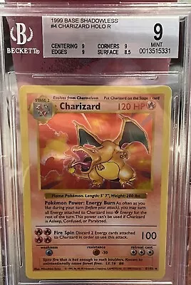 $23.50 • Buy Pokemon Base Set Shadowless Charizard BGS 9 With Subgrades (possible PSA 10)