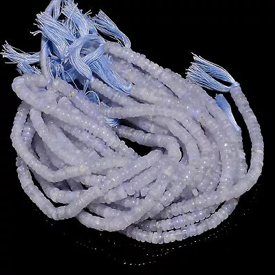 Blue Chalcedony Gemstone Rondelle Shape Smooth Beads 5X5 6X6 Mm Strand 8  AB-362 • $9.90