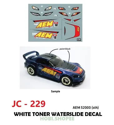 JC-9229 White Toner Waterslide Decals AEM S2000 Sth For Custom 1:64 • $3.99