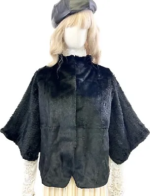 New Women’s Genuine Sheared Mink Fur Cape Jacket Knitted Sleeves XS Bust 38.5 In • $89