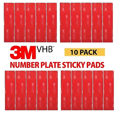 3M NUMBER PLATE STICKY PADS DOUBLE SIDED ADHESIVE STRIPS 3M VHB TAPE FIXINGS X10 • £3.45