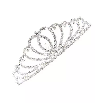  Heart Shape Tiara Crown Sparkling Rhinestone Tiara Wedding Pageant Tiara Crown • £7.99